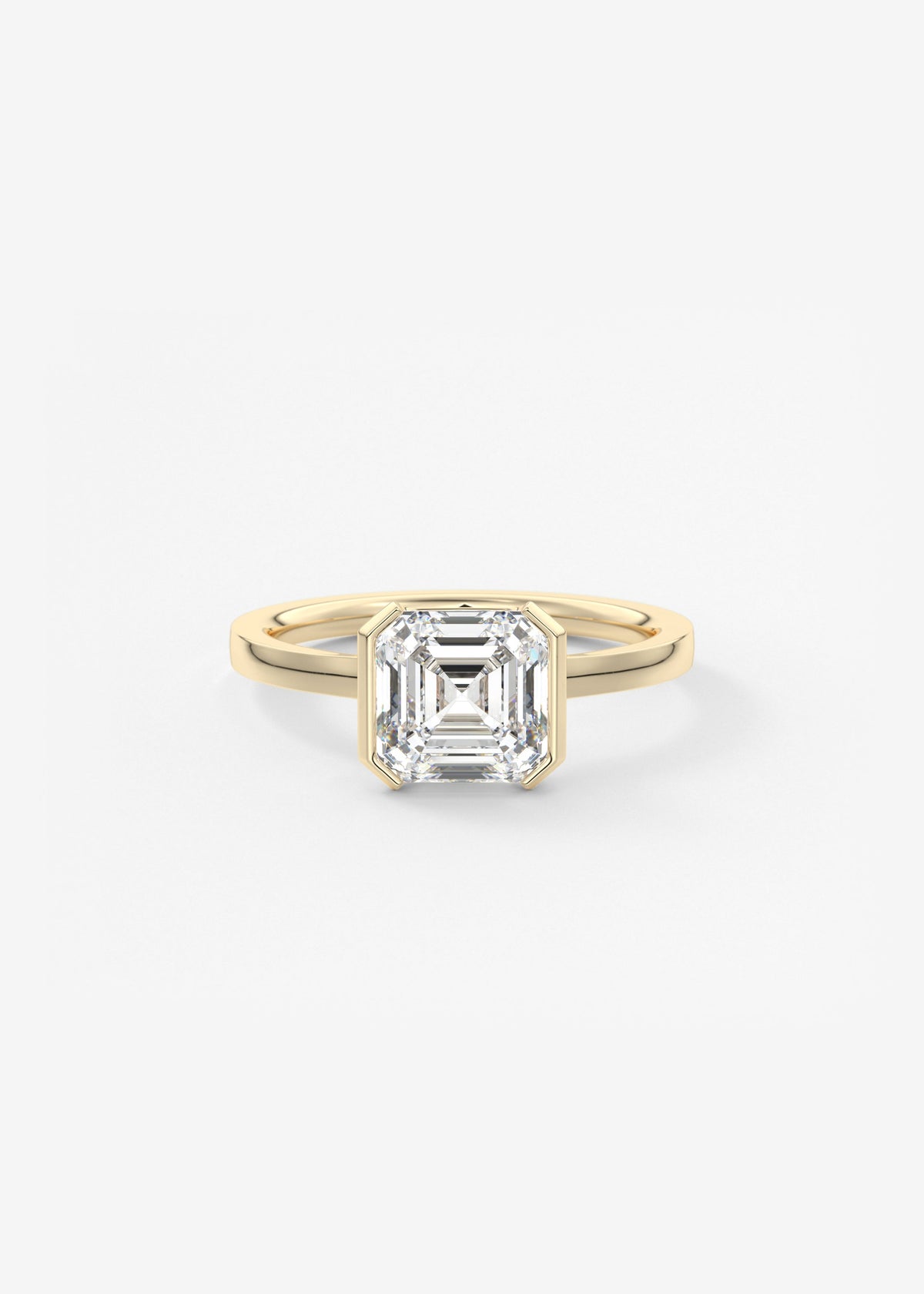 Asscher East West Half Bezel Lab Grown Diamond Engagement Ring