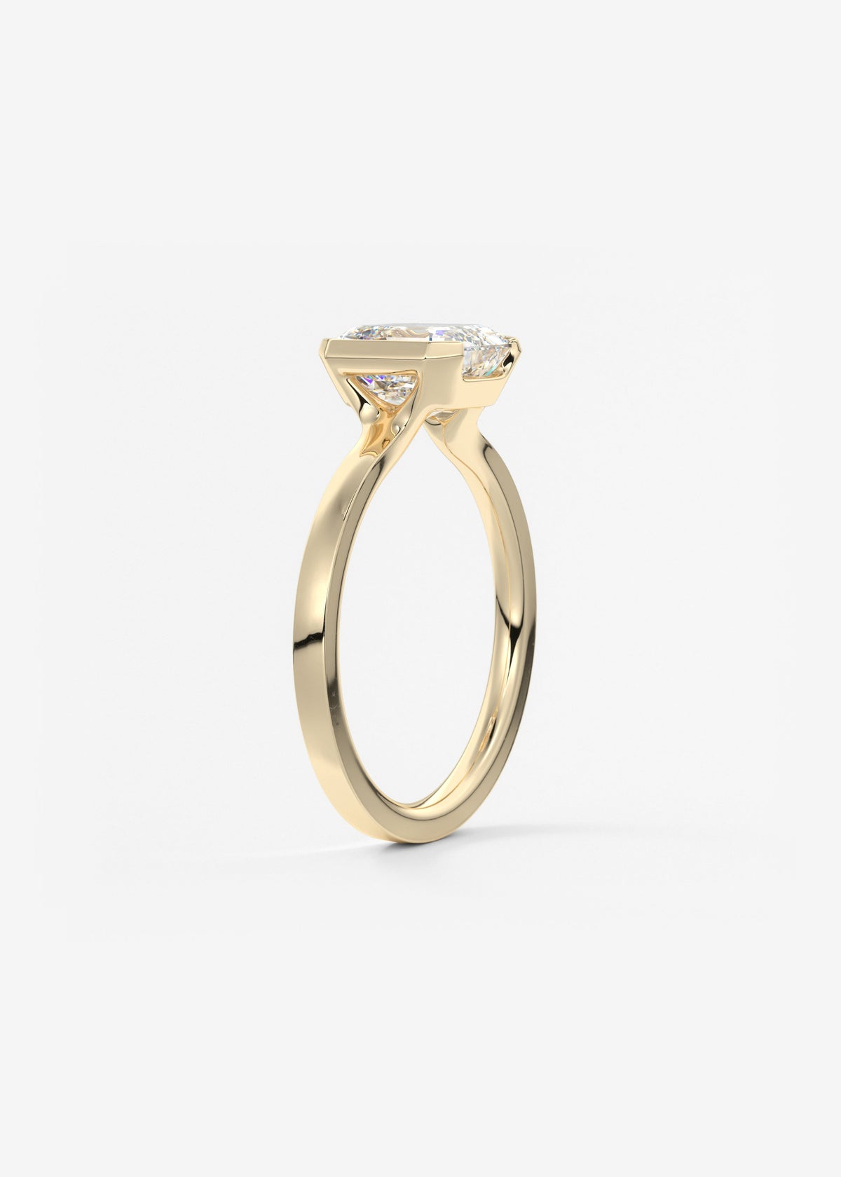Asscher East West Half Bezel Lab Grown Diamond Engagement Ring