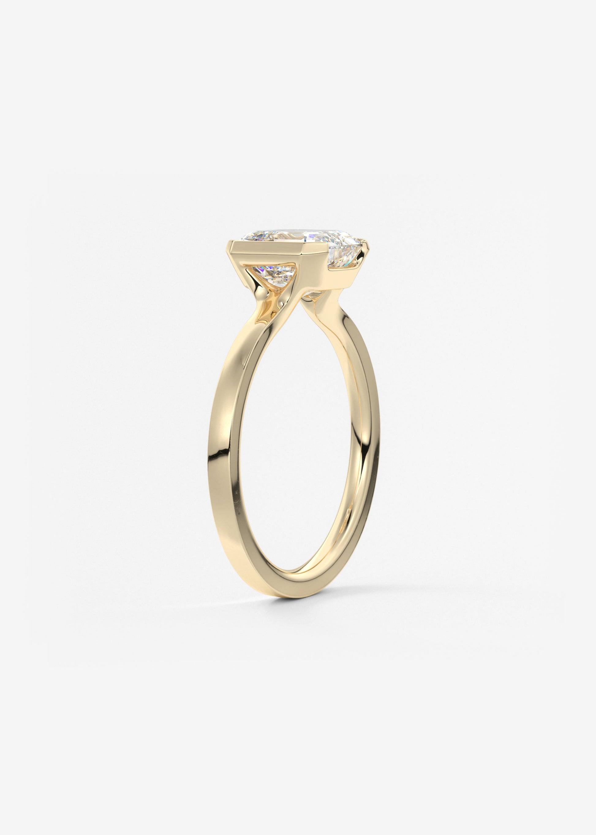 Asscher East West Half Bezel Lab Grown Diamond Engagement Ring