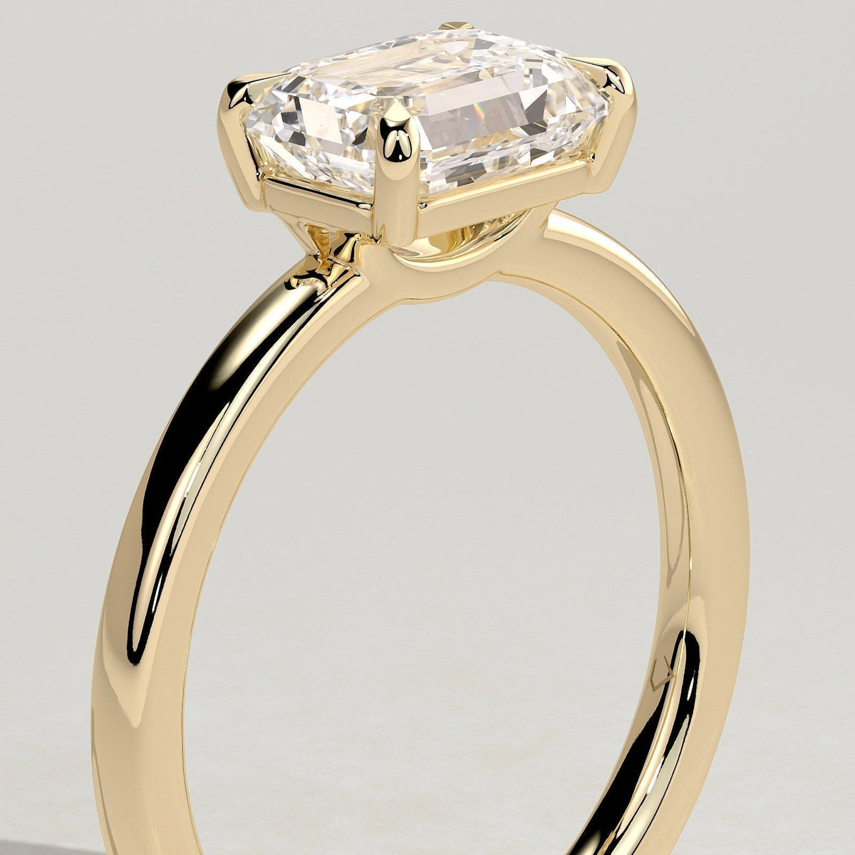 Emerald Solitaire Lab Grown Diamond Engagement Ring