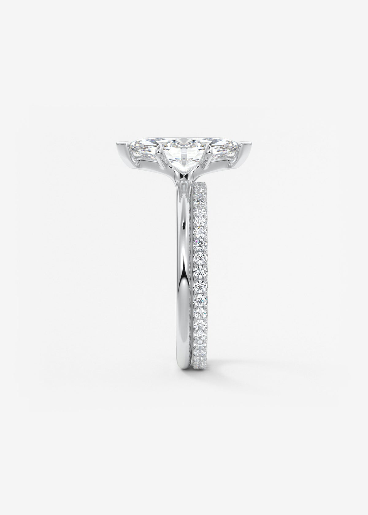 Marquise Three Stone Bezel Lab Grown Diamond Engagement Ring