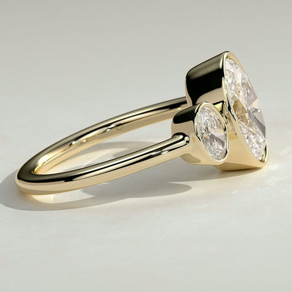 Oval Three Stone Bezel Lab Grown Diamond Engagement Ring