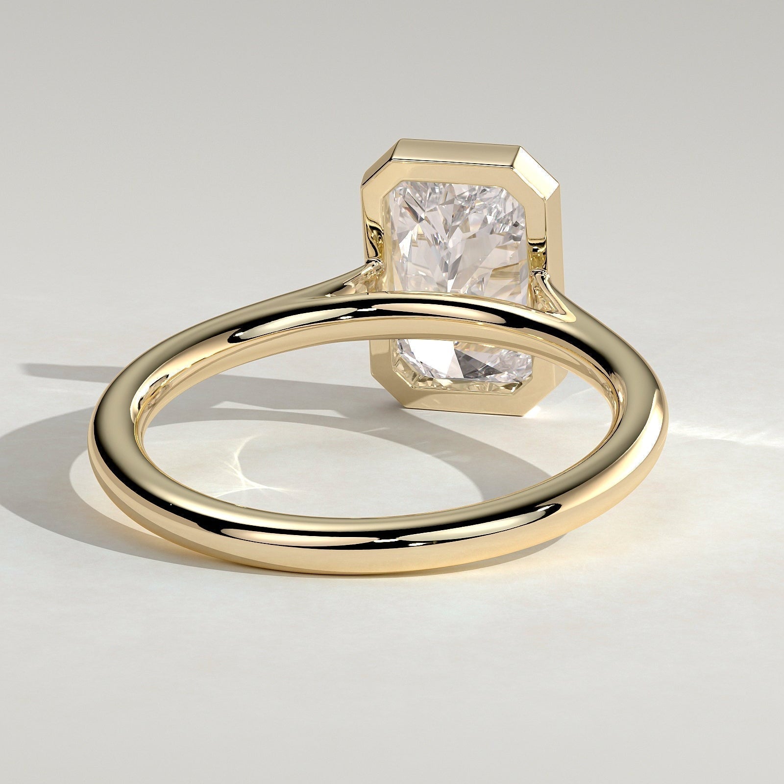 Radiant Bezel Solitaire Lab Grown Diamond Engagement Ring