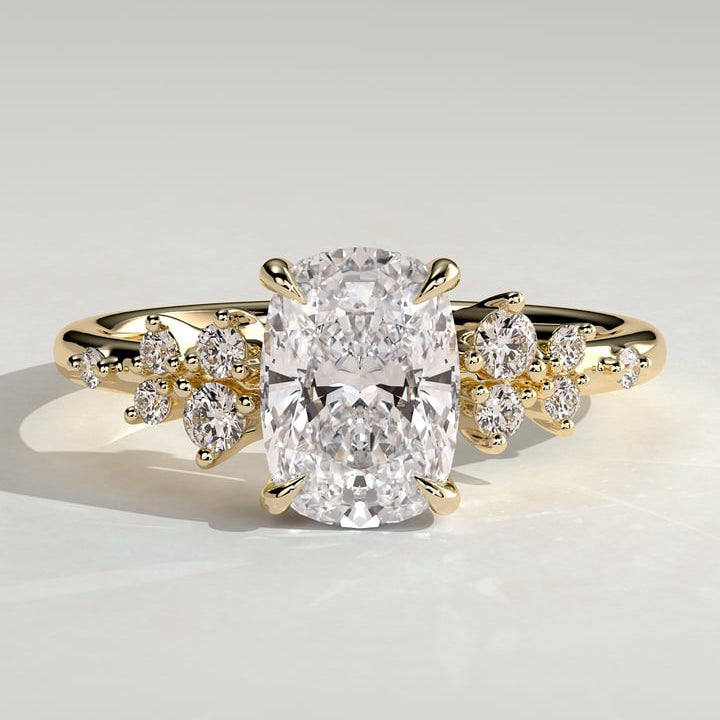 Elongated Cushion Cluster Lab Grown Diamond Engagement Ring