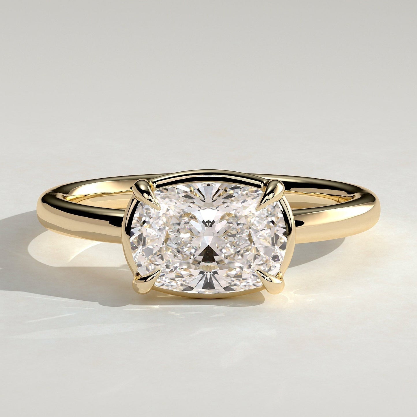 Elongated Cushion Bezel Solitaire Lab Grown Diamond Engagement Ring