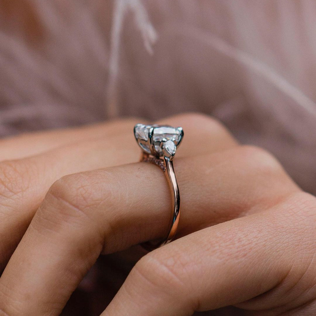 2.2 CT Cushion Three Stone Lab Grown Diamond Engagement Ring