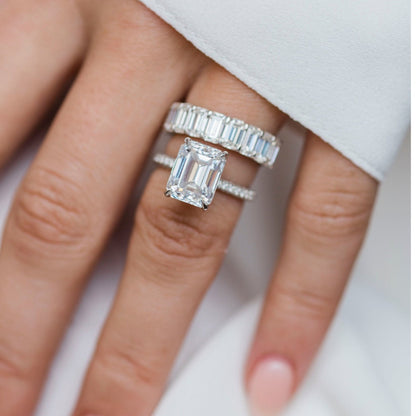 3.25 CT Emerald Pave Lab Grown Diamond Engagement Ring