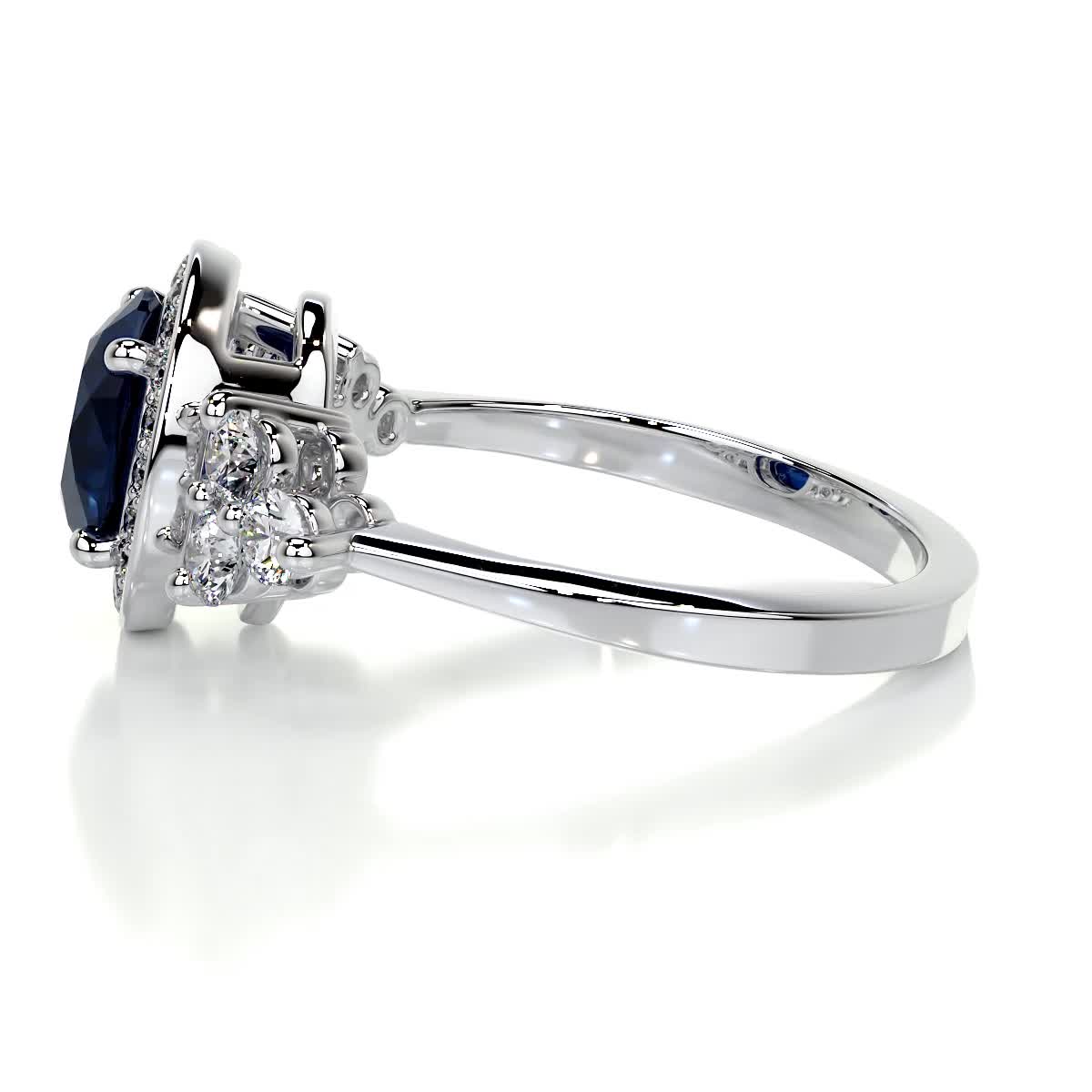 1.5 CT Round Cluster Lab-Grown Sapphire Gemstone Engagement Ring