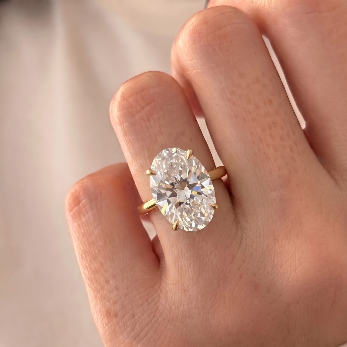 Hailey Bieber – Inspired Oval Cut Hidden Halo Lab Grown Diamond Engagement Ring