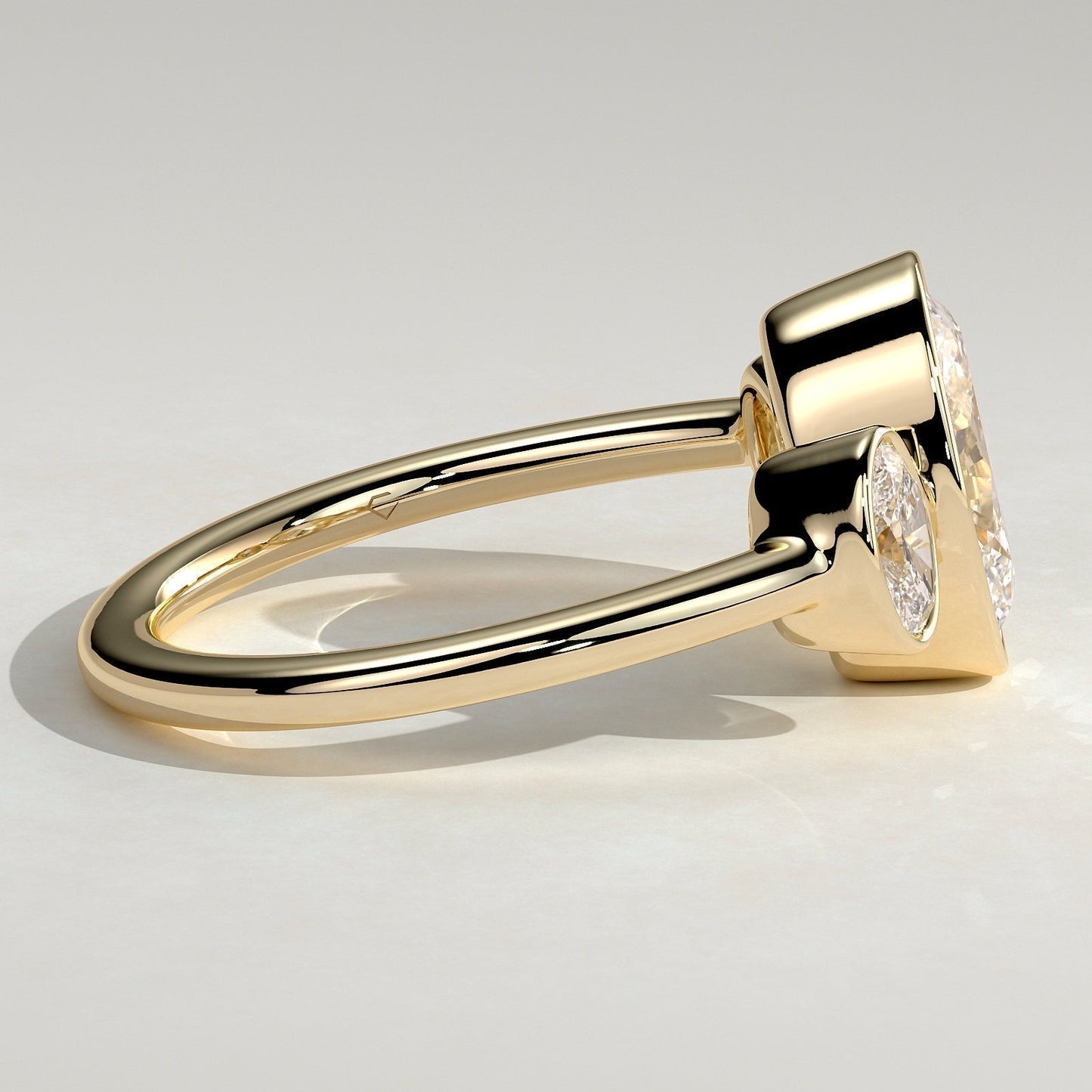 Oval Three Stone Bezel Lab Grown Diamond Engagement Ring