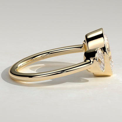 Oval Three Stone Bezel Lab Grown Diamond Engagement Ring