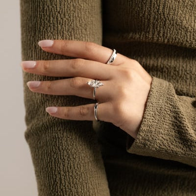 Marquise Hidden Halo Lab Grown Diamond Engagement Ring