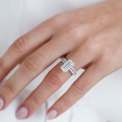 4 CT Emerald Pave Lab Grown Diamond Engagement Ring