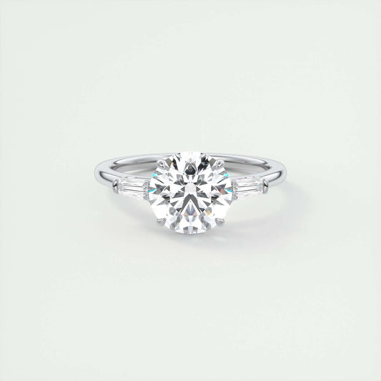 2 CT Round Three Stone Lab Grown Diamond Engagement Ring