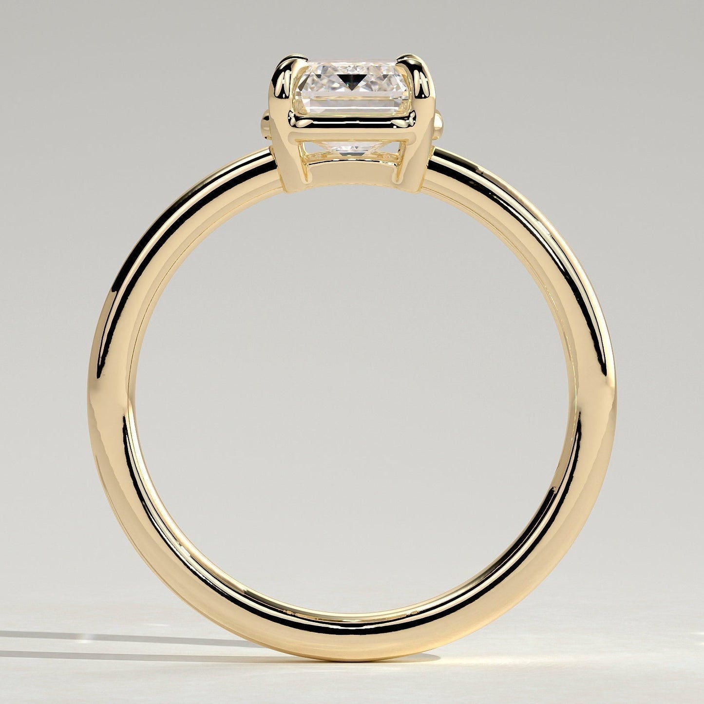 Emerald Bezel Solitaire Lab Grown Diamond Engagement Ring