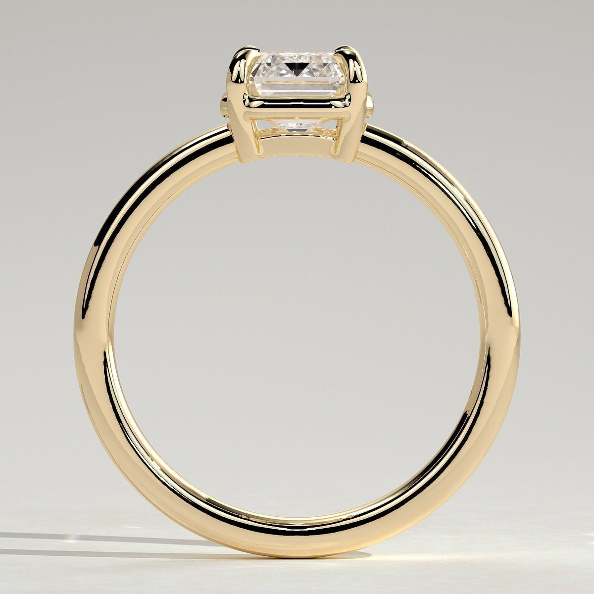 Emerald Bezel Solitaire Lab Grown Diamond Engagement Ring