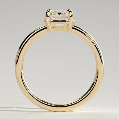 Emerald Bezel Solitaire Lab Grown Diamond Engagement Ring