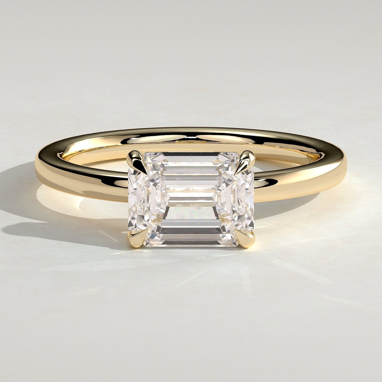 Emerald Solitaire Lab Grown Diamond Engagement Ring