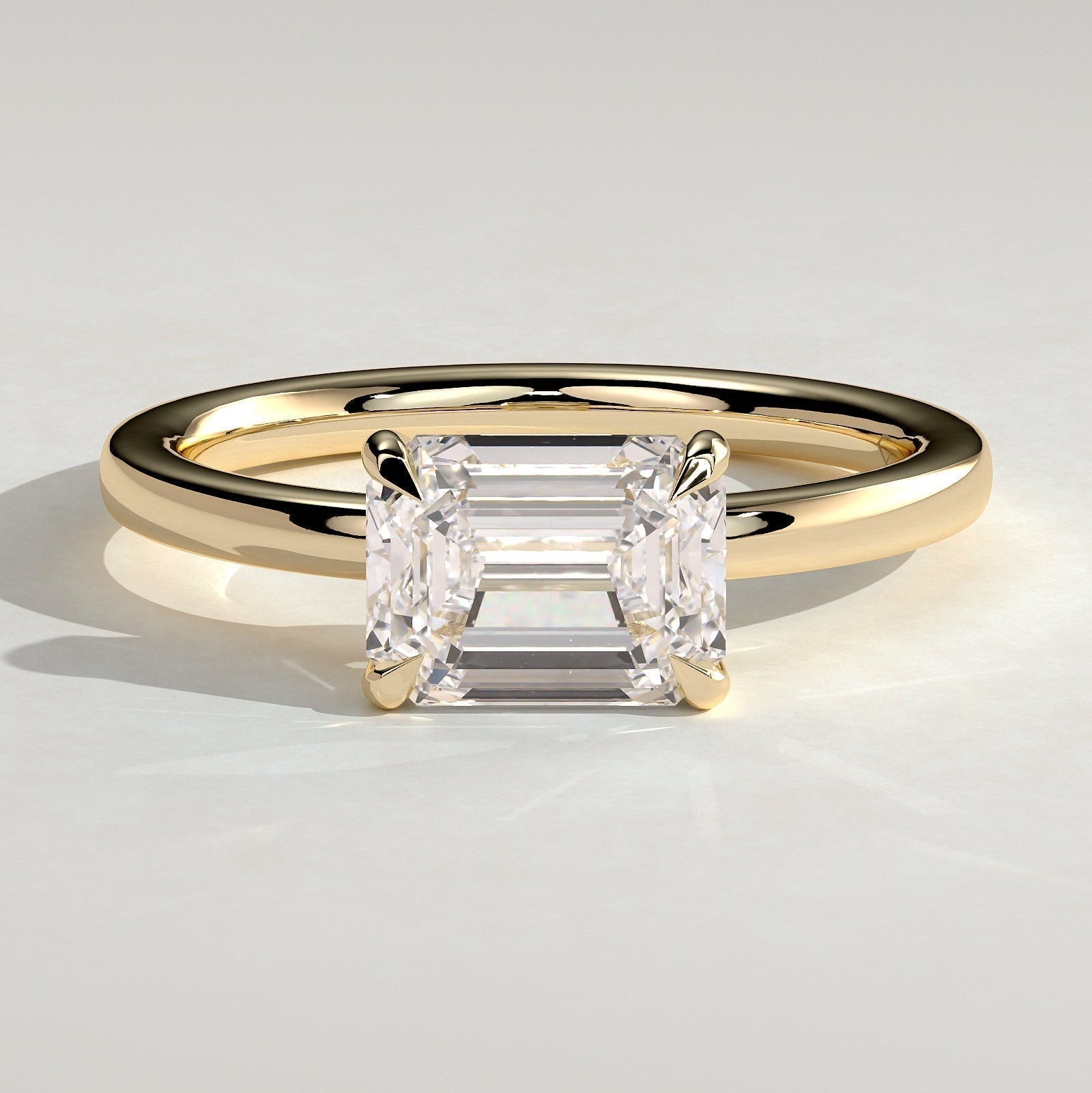 Emerald Solitaire Lab Grown Diamond Engagement Ring