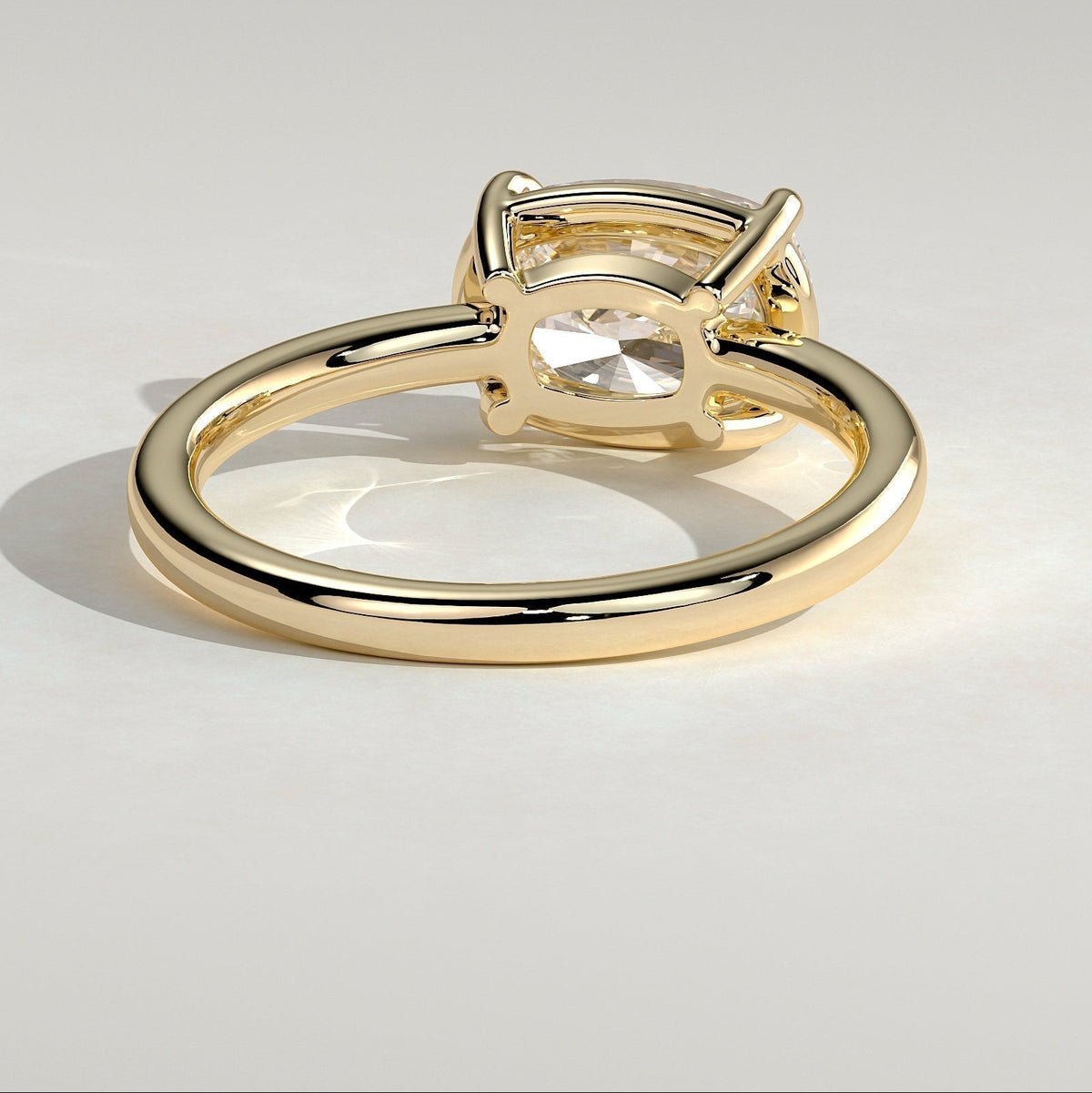 Elongated Cushion Bezel Solitaire Lab Grown Diamond Engagement Ring