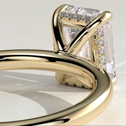Emerald Hidden Halo Lab Grown Diamond Engagement Ring
