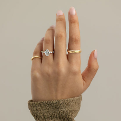 2 CT Oval Cluster Moissanite Engagement Ring
