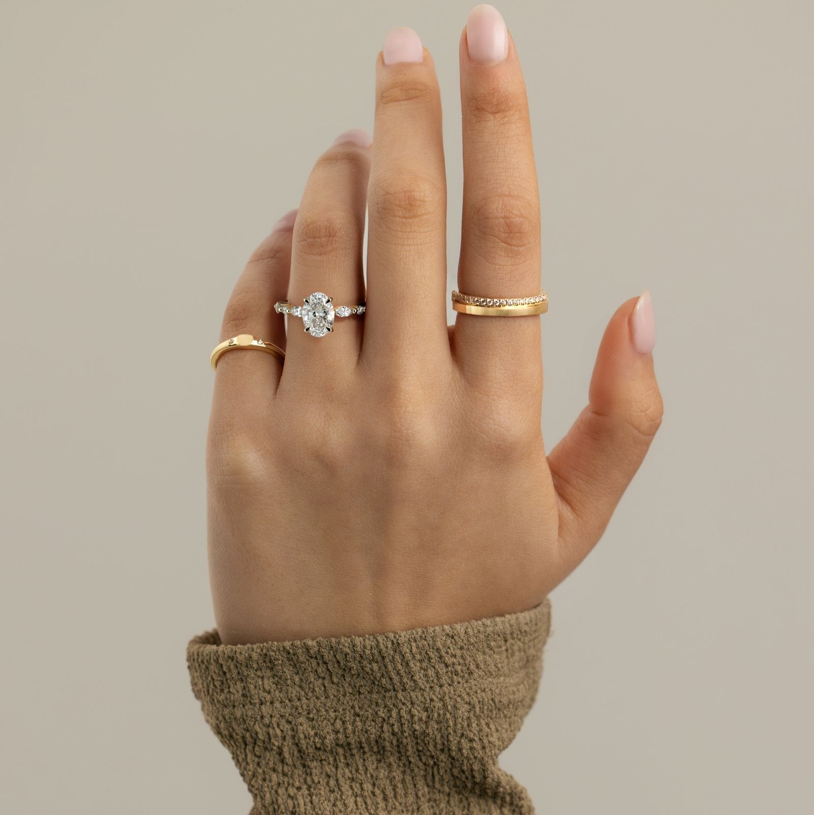 Oval Pave Lab Grown Diamond Engagement Ring