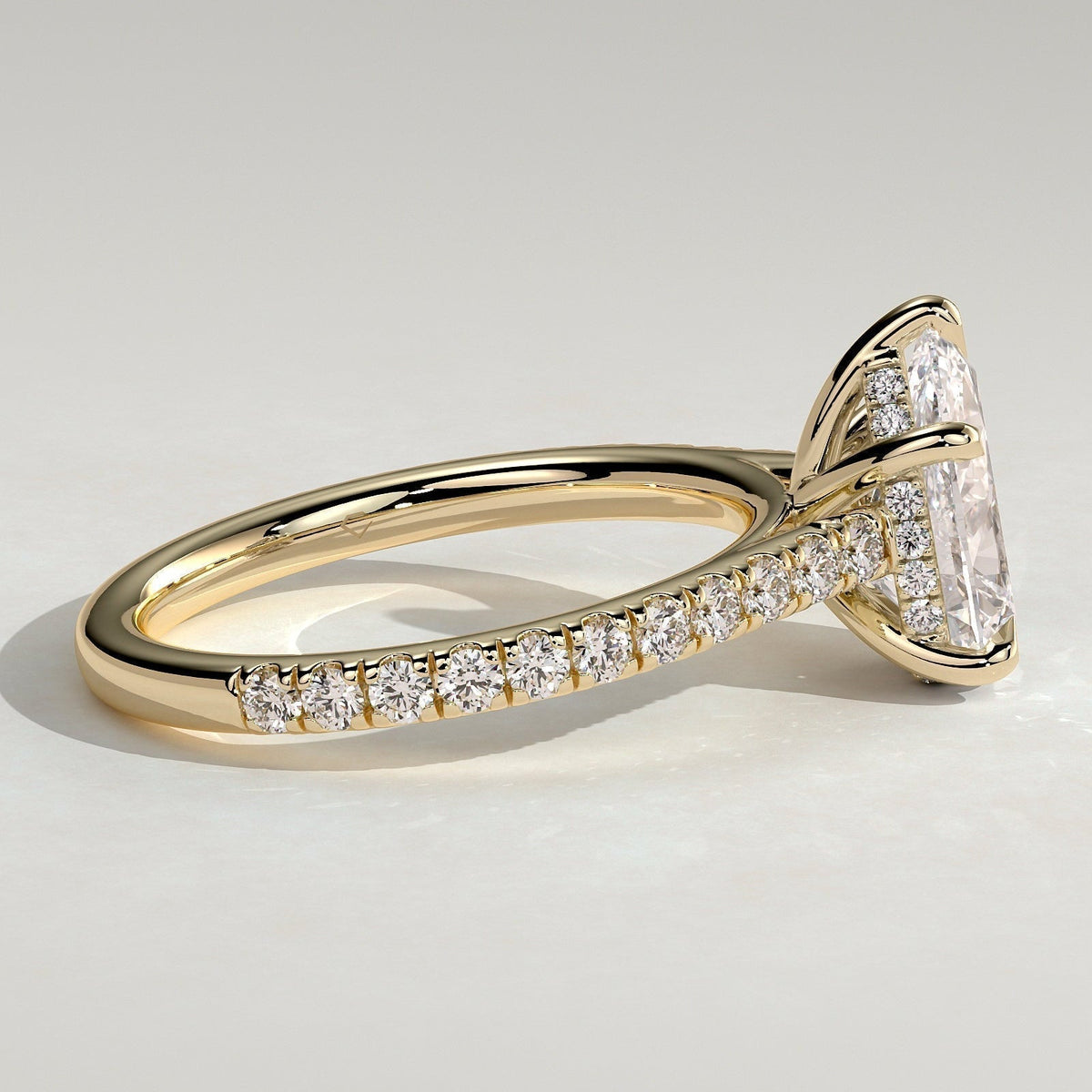 Pear Pave Lab Grown Diamond Engagement Ring