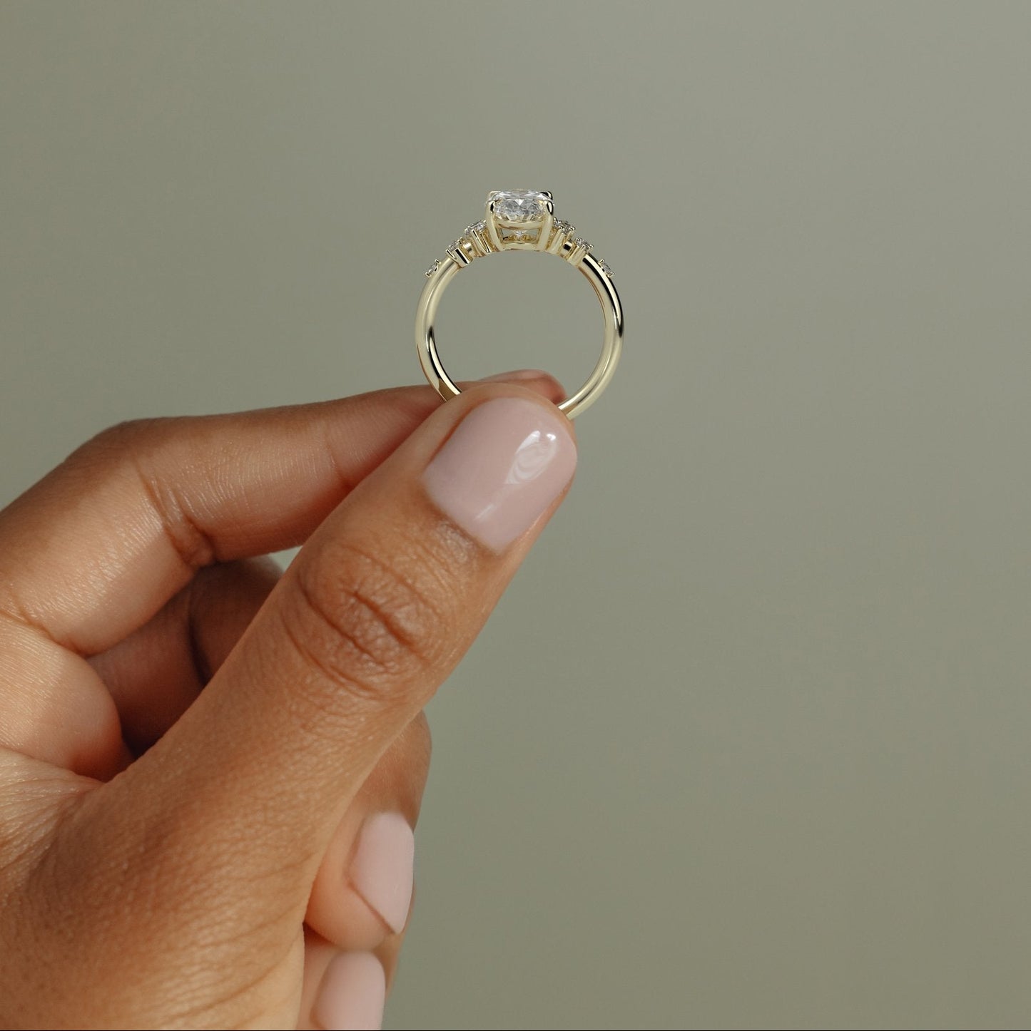 Oval Cluster Lab Grown Diamond Engagement Ring