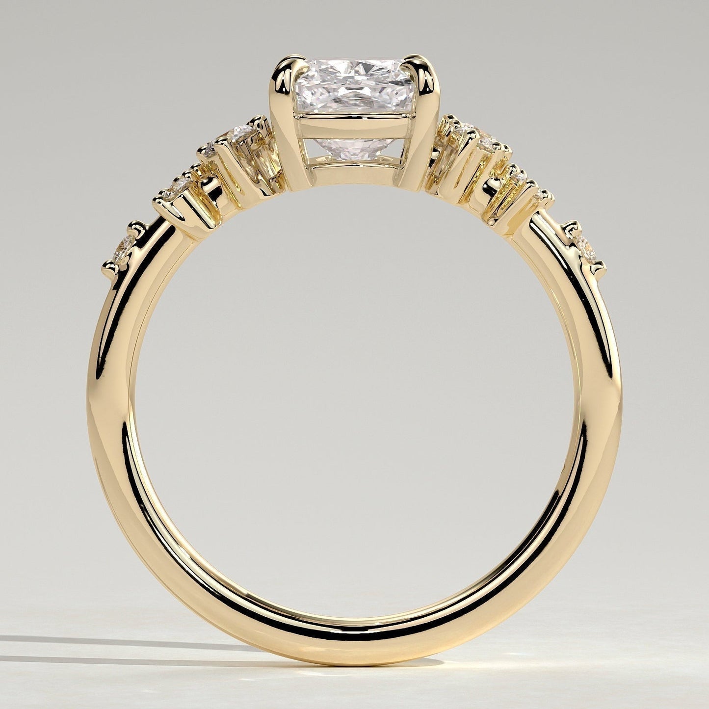 Elongated Cushion Cluster Lab Grown Diamond Engagement Ring