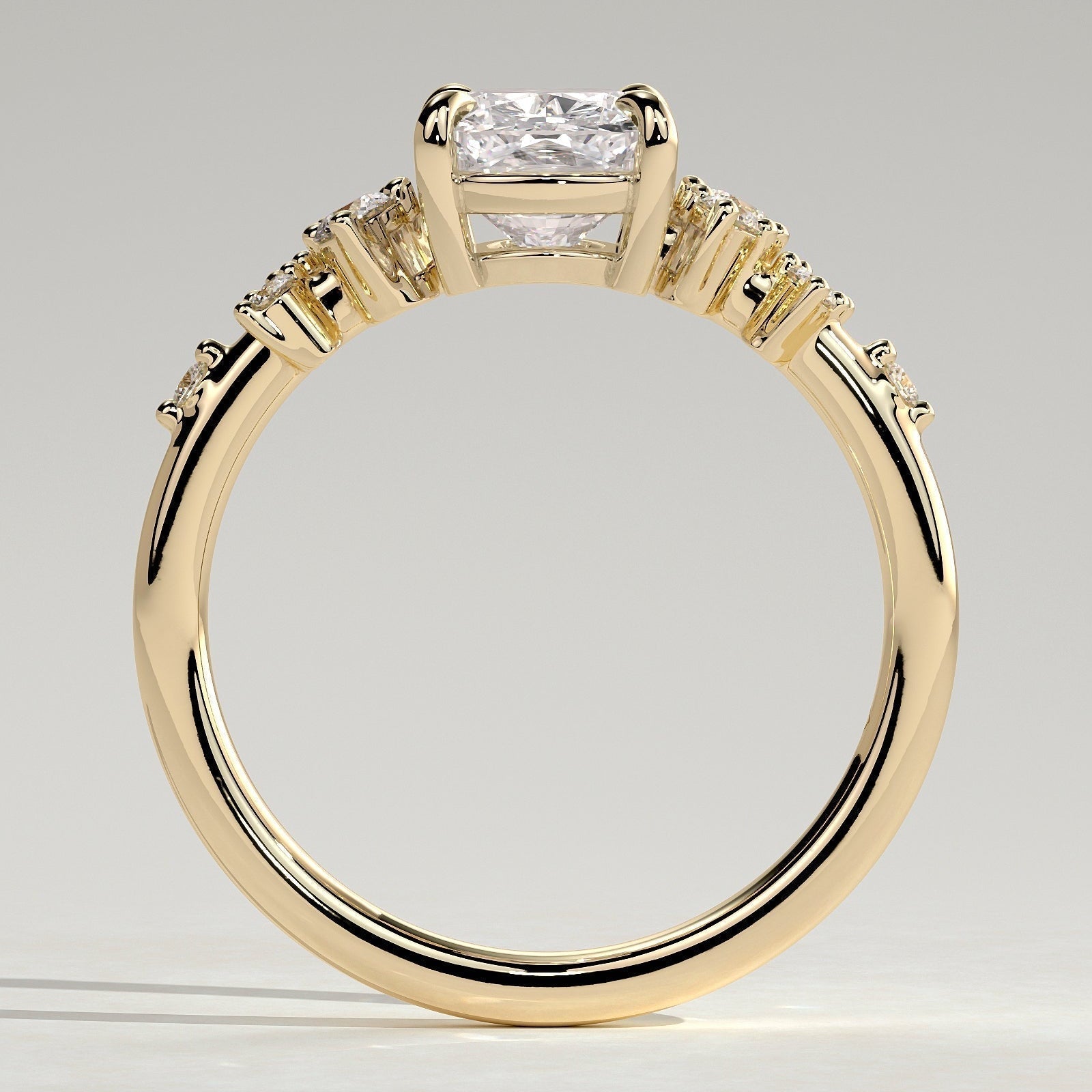 Elongated Cushion Cluster Lab Grown Diamond Engagement Ring