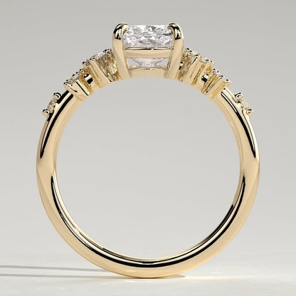 Elongated Cushion Cluster Lab Grown Diamond Engagement Ring