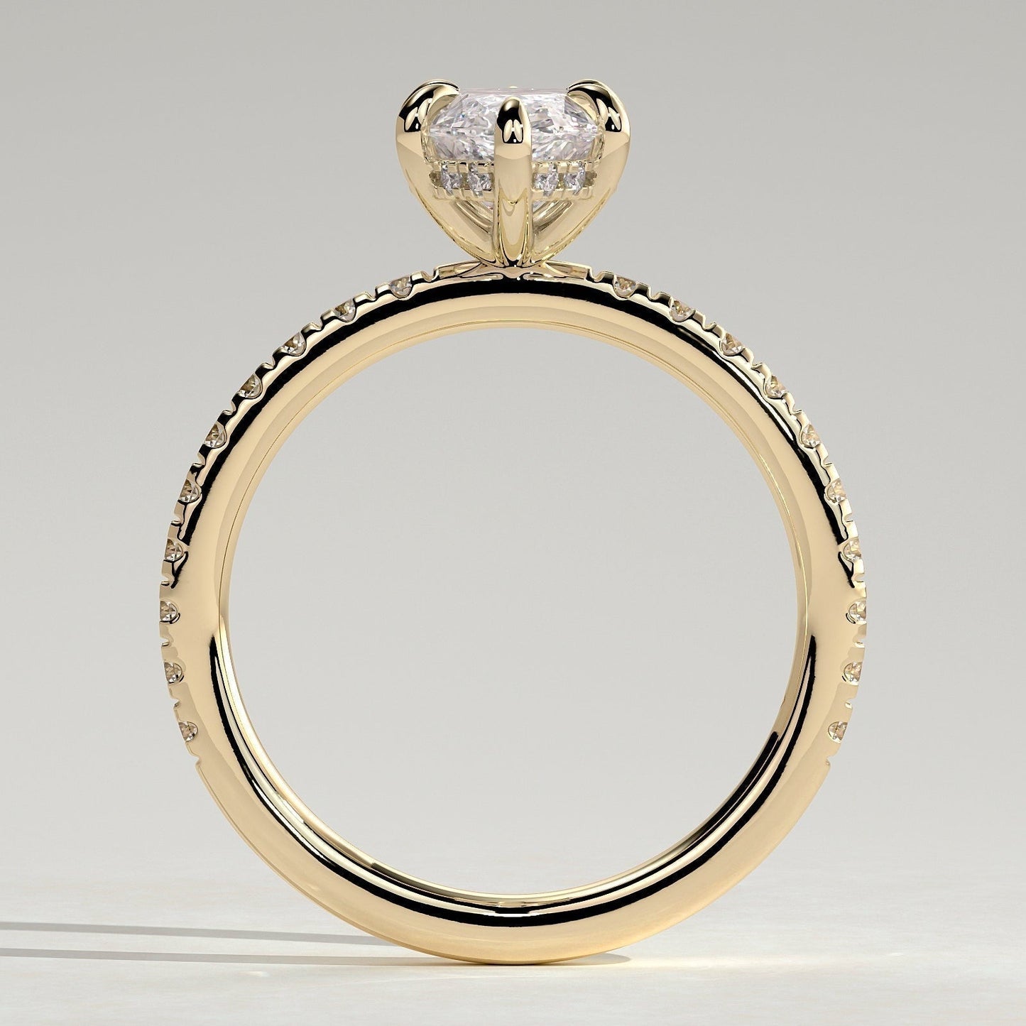 Marquise Hidden Halo & Pave Lab Grown Diamond Engagement Ring