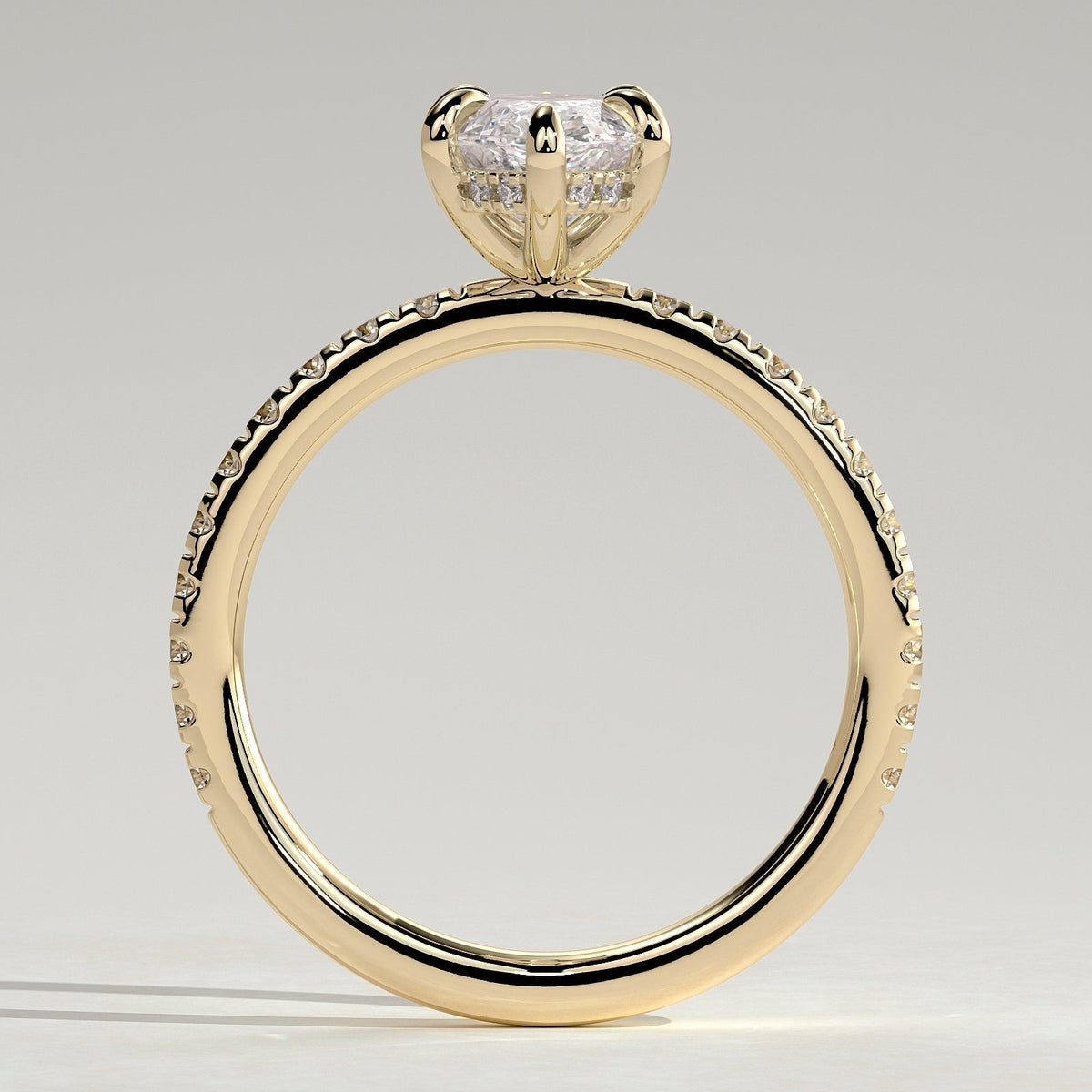 Marquise Hidden Halo & Pave Lab Grown Diamond Engagement Ring