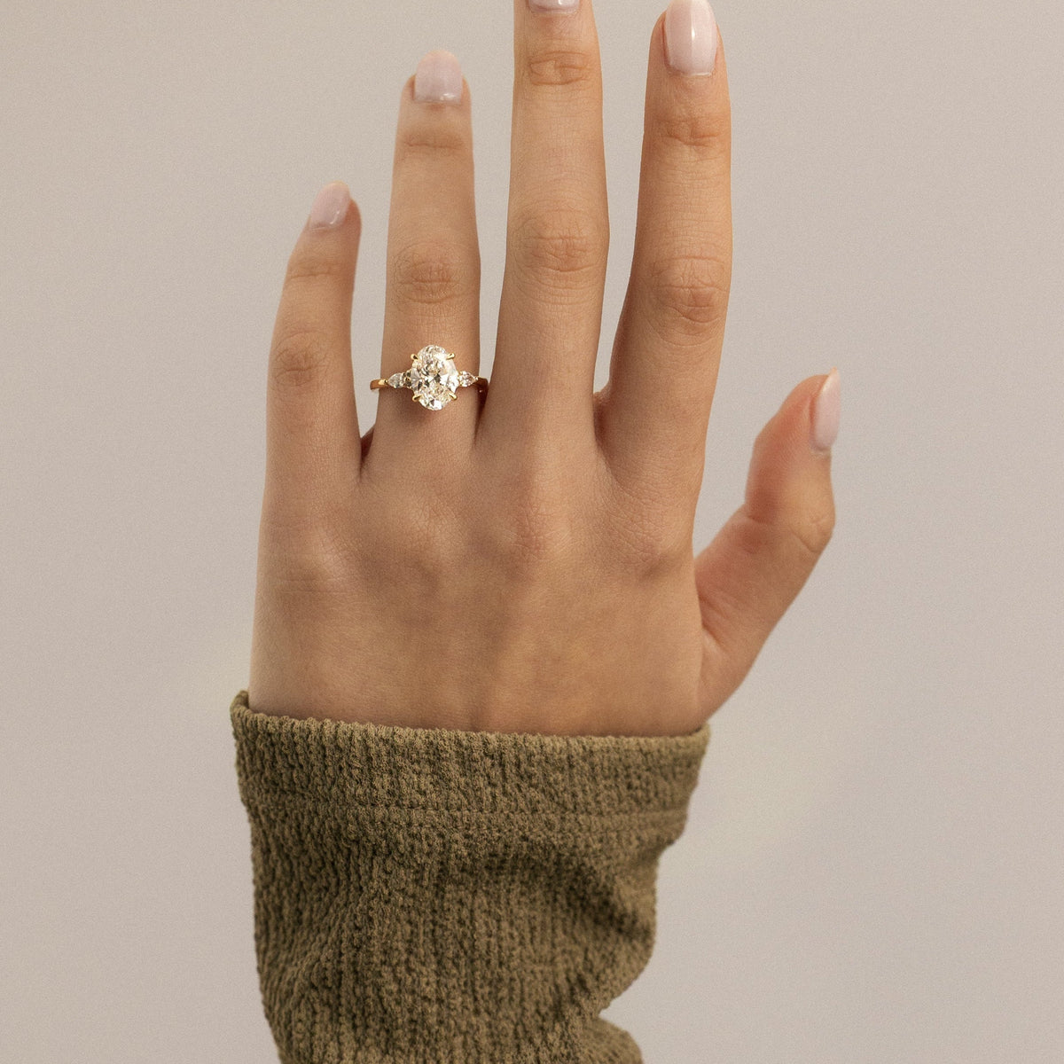 Oval Cluster Lab Grown Diamond Engagement Ring