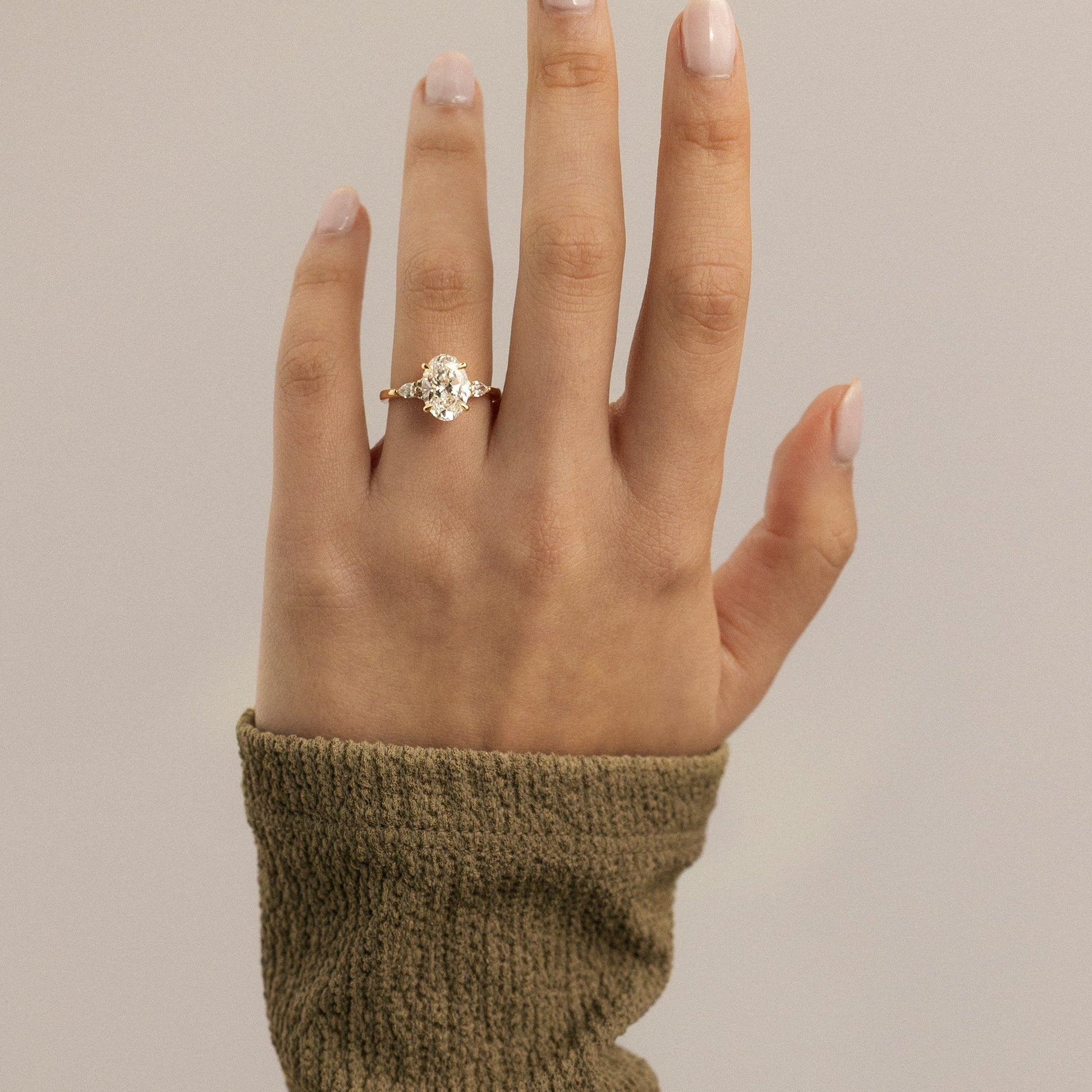 Oval Cluster Lab Grown Diamond Engagement Ring