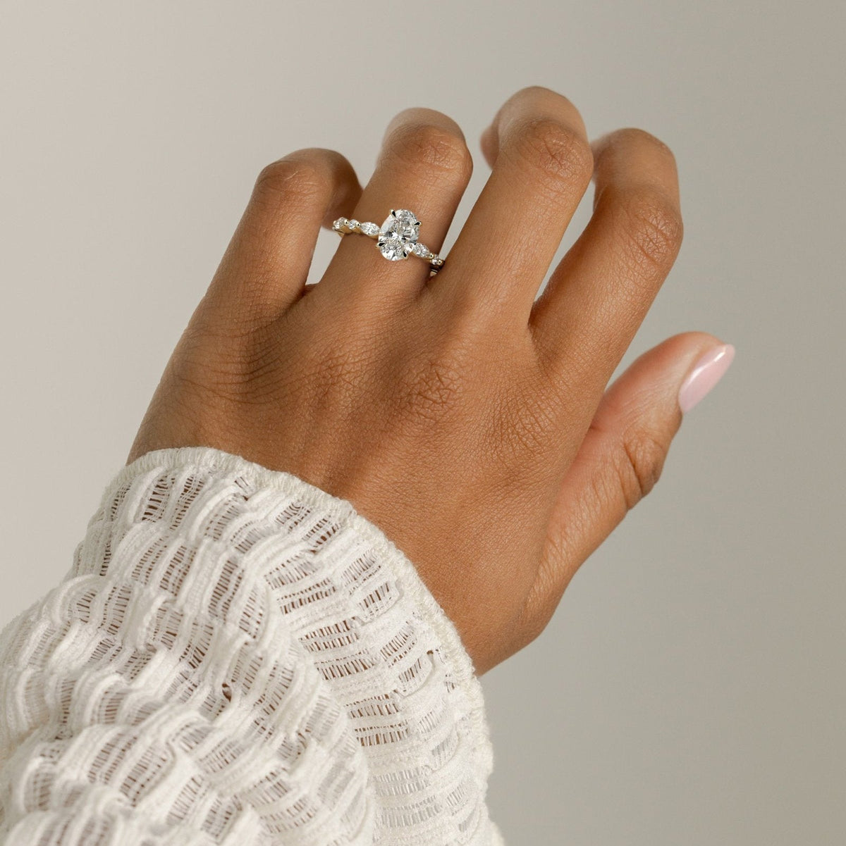 Oval Pave Lab Grown Diamond Engagement Ring