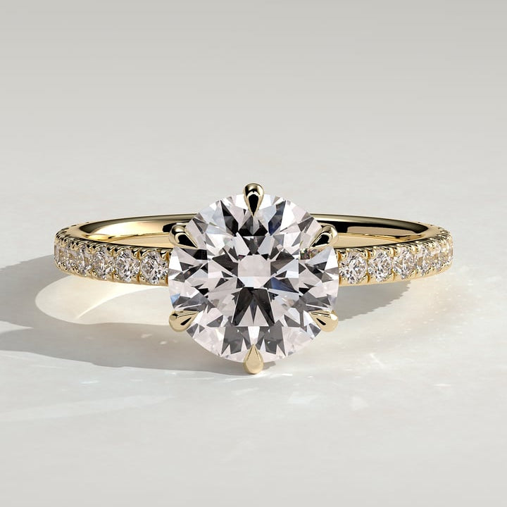 Round Pave Lab Grown Diamond Engagement Ring