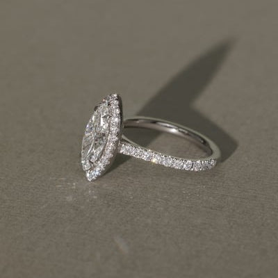 Marquise Halo & Pave Lab Grown Diamond Engagement Ring