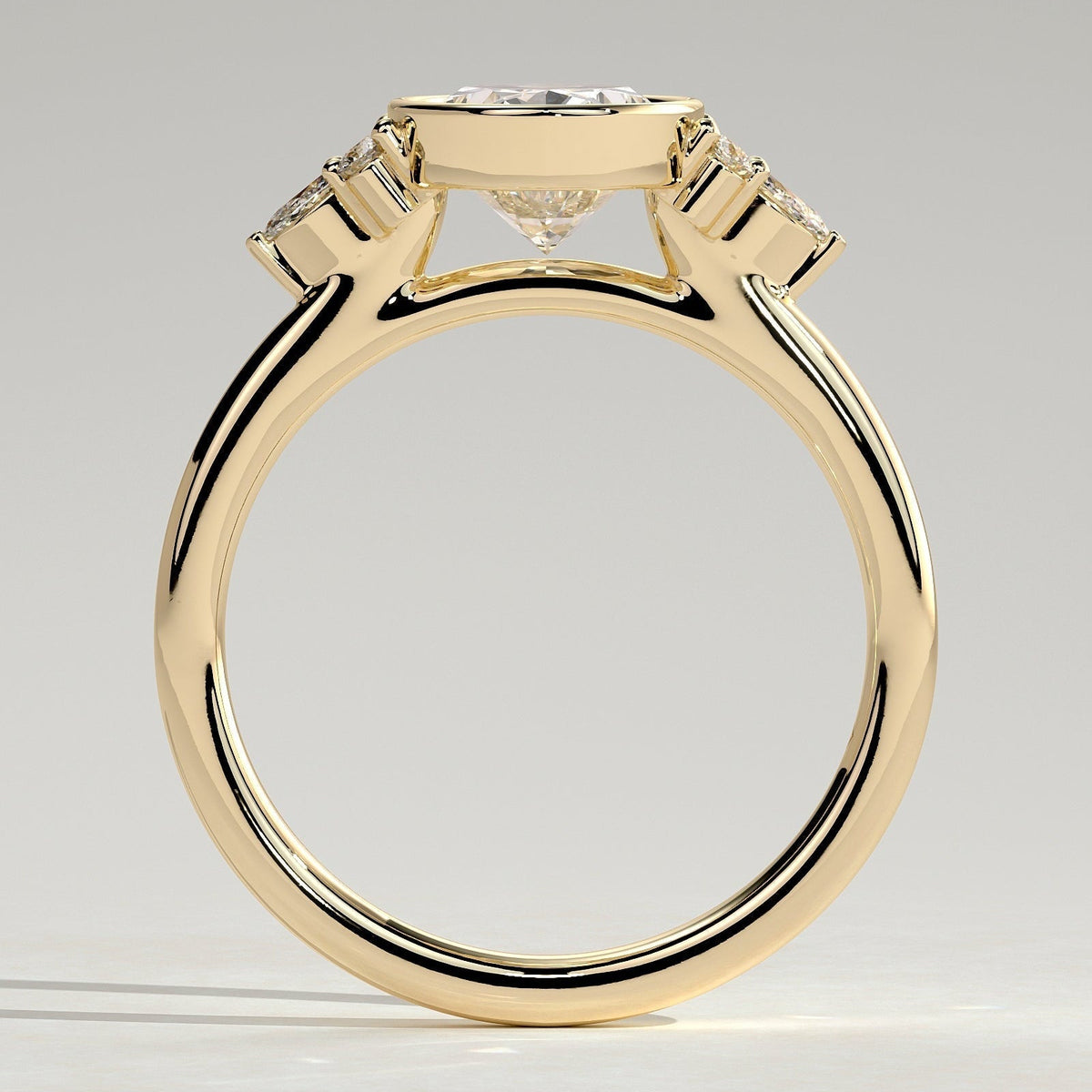 Oval Cluster Bezel Lab Grown Diamond Engagement Ring