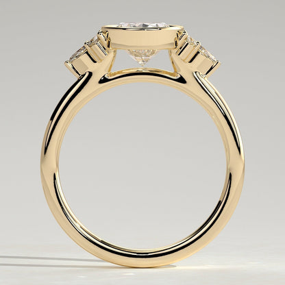 Oval Cluster Bezel Lab Grown Diamond Engagement Ring