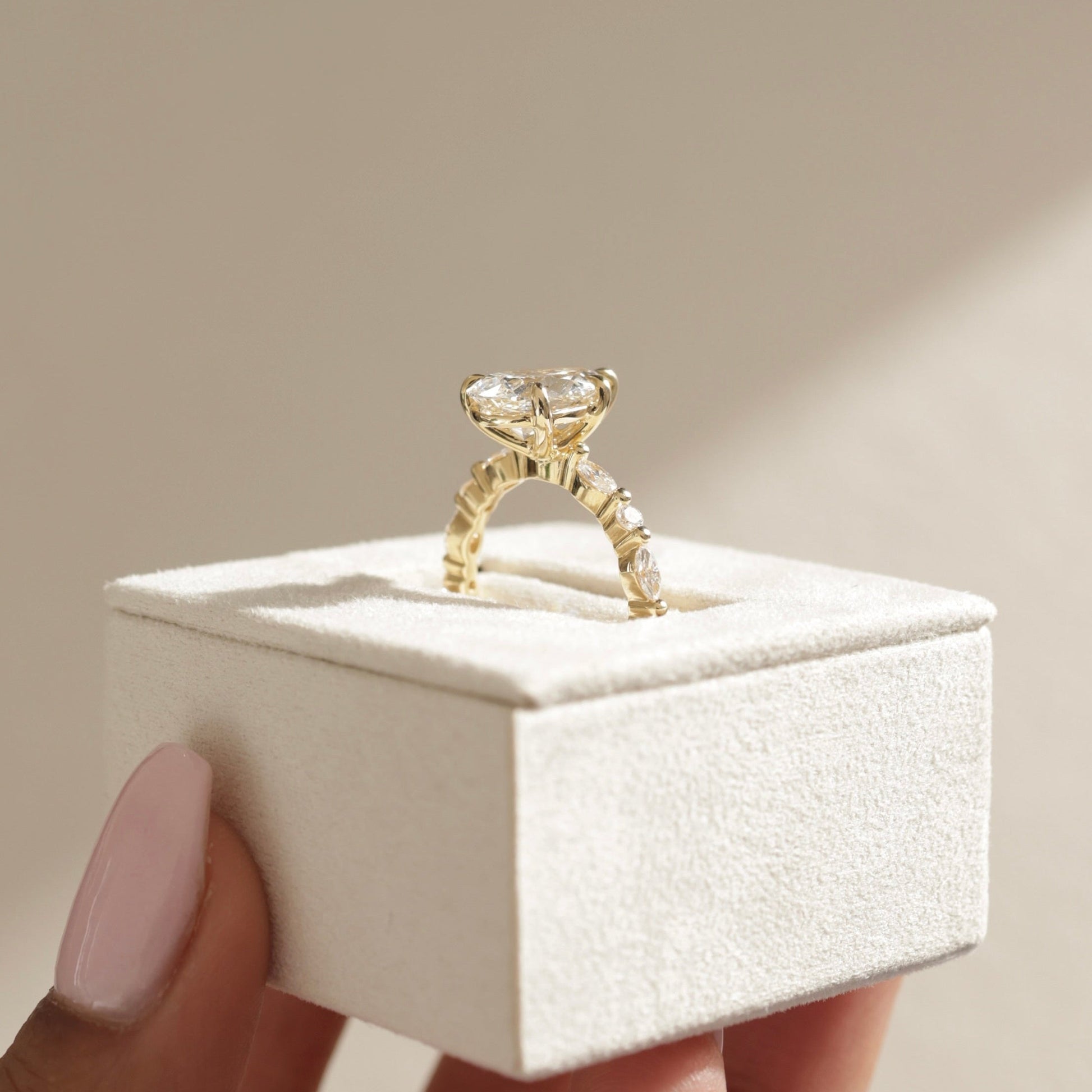Pear Dainty Pave Lab Grown Diamond Engagement Ring