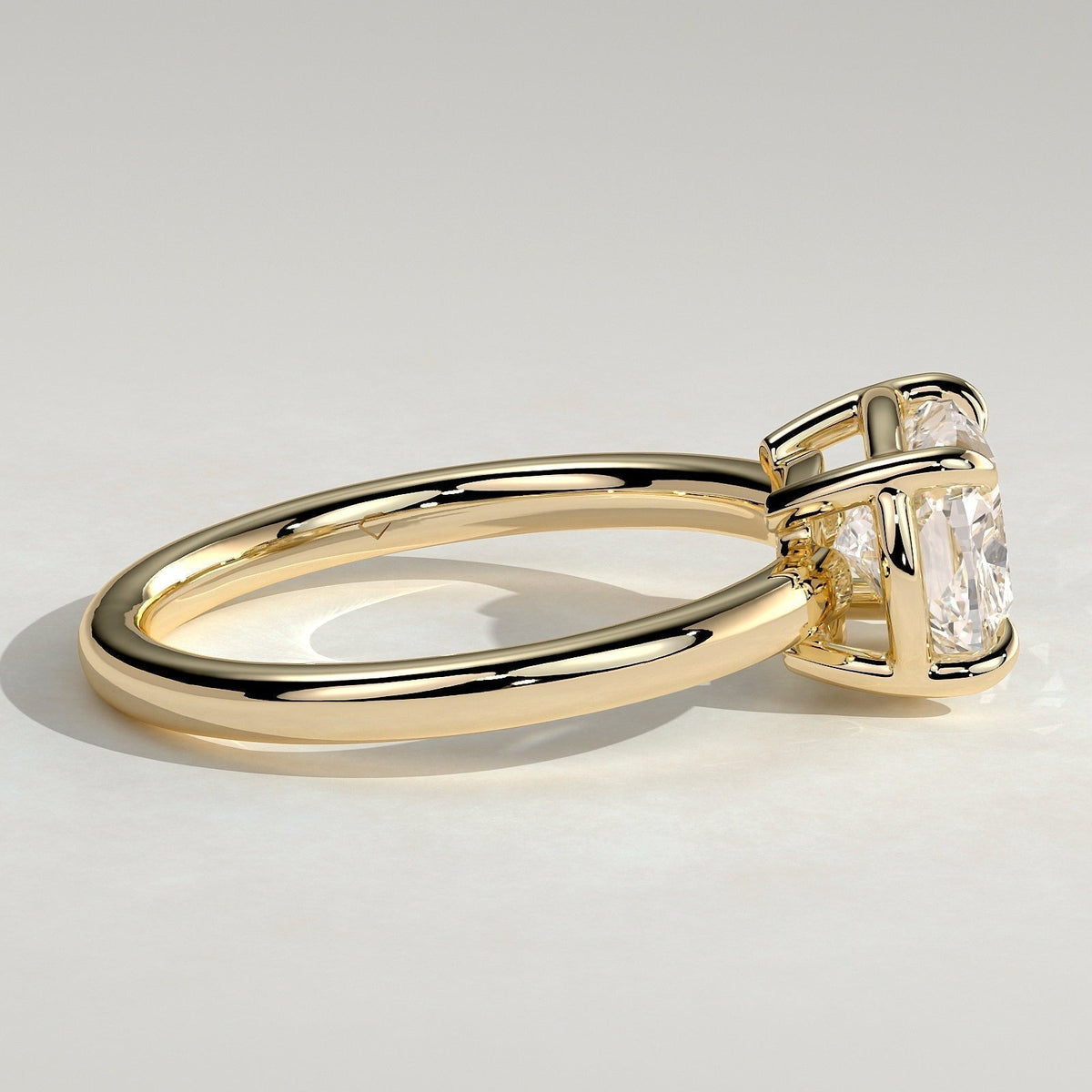 Elongated Cushion Bezel Solitaire Lab Grown Diamond Engagement Ring