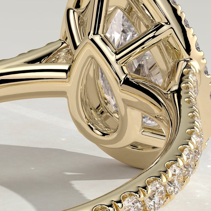 Pear Halo & Pave Lab Grown Diamond Engagement Ring