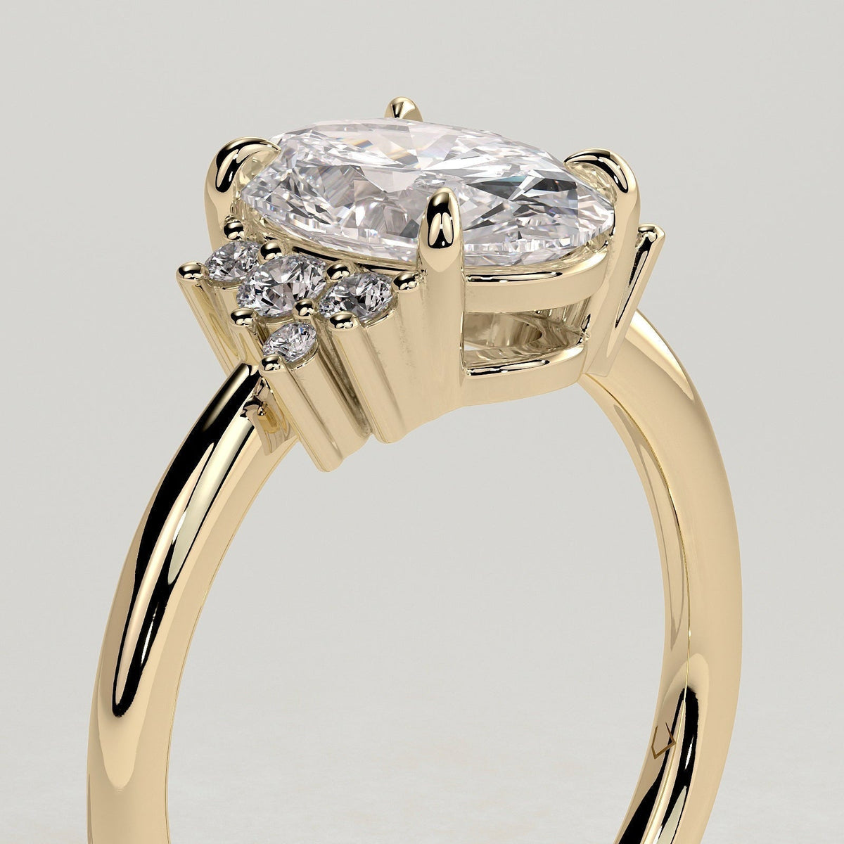Oval Cluster Lab Grown Diamond Engagement Ring