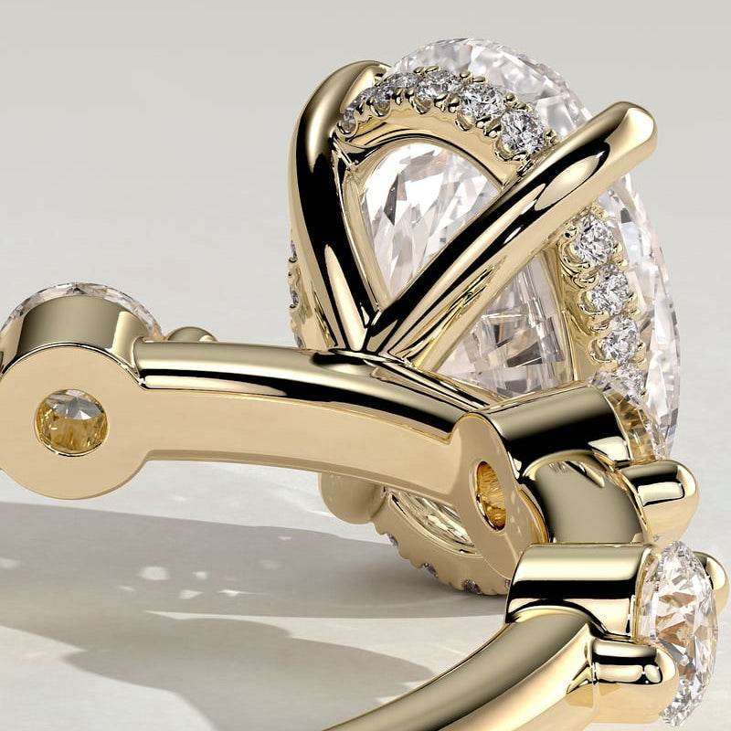 Oval Dainty Pave Lab Grown Diamond Engagement Ring
