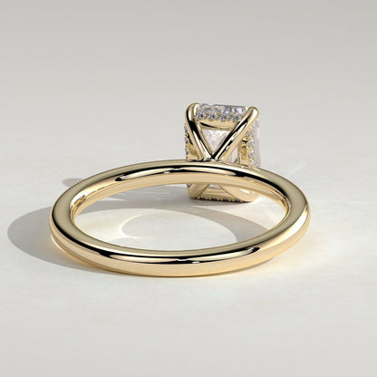 Emerald Hidden Halo Lab Grown Diamond Engagement Ring