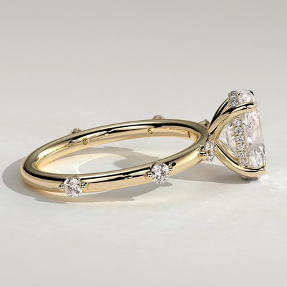 Oval Dainty Pave Lab Grown Diamond Engagement Ring