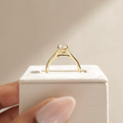 Oval Solitaire Split Shank Lab Grown Diamond Engagement Ring