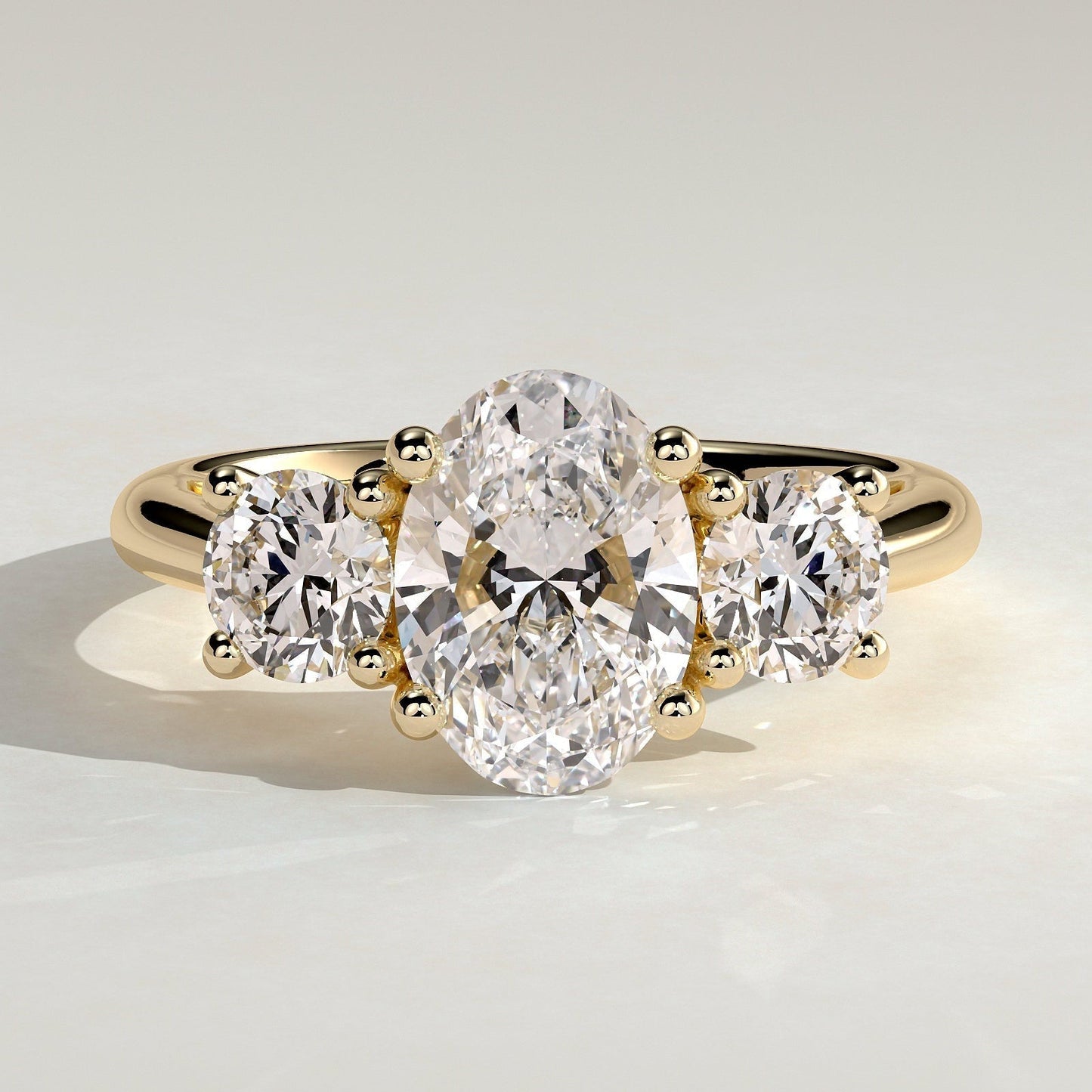 Oval Three Stone Lab Grown Diamond Engagement Ring